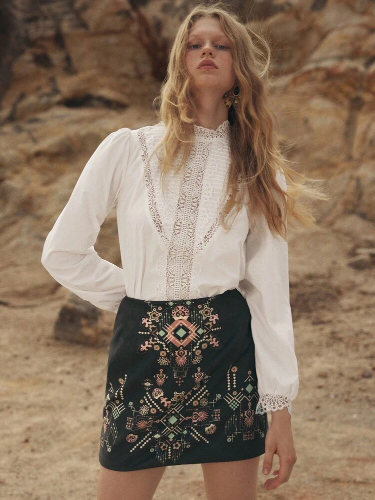 SHEIN Maija Jupe mini imprimée colorée pour femme, vêtements bohèmes pour femmes