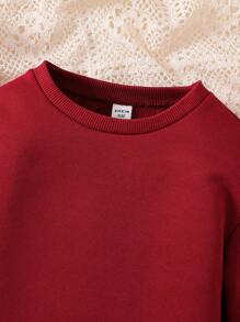 Emery Rose Kids Emery Rose Kids Kleine Mädchen Lässig Sweatshirtkleid mit Rundhalsausschnitt und weichen Perlenverzierungen, langärmelig, ideal für Freizeit  und den Alltag sowie für die Schule im Herbst und Winter, zu Weihnachten, Drop-Shoulder