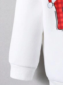 Baby Boy Letter Print Crew Neck Christmas Sweatshirt, White (Family Matching Outfits - 5 Sets Sold Separately) - White - View 6