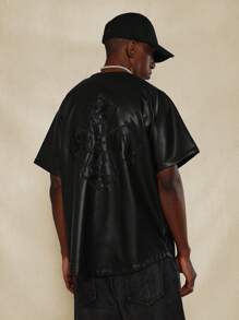 SUMWON PU Baller Shirt With Embroidery Print & PU Branded Label - Black - View 1