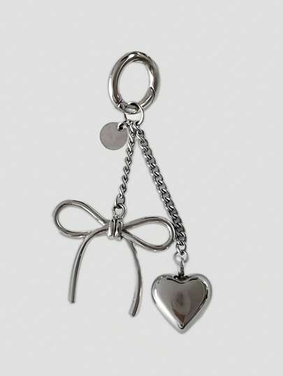 Kawaii 1pc Fashionable Metal Heart Shaped Keyring, Unique Design Bag/Car Accessory