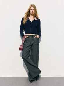 Maija 女士灰色宽腿宽松低腰牛仔裤