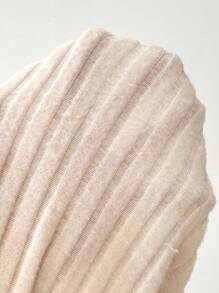 Chiquease Wide Ribbed Fuzzy V-Neck Smocked Dress