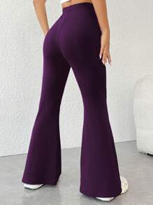 SHEIN PETITE Women Plain Minimalist Flare Pants
