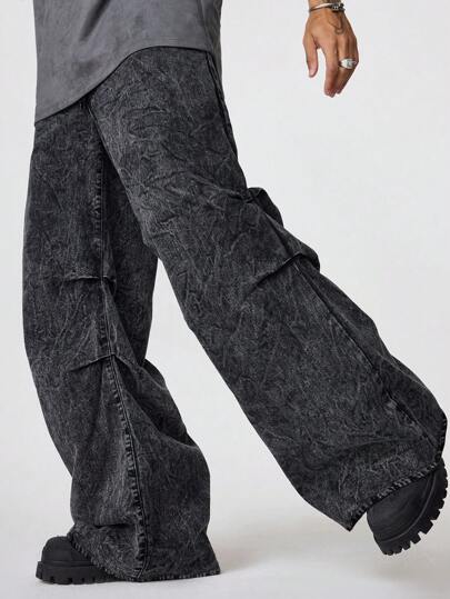 Manfinity RebelGame 男士宽松水洗休闲裤，休闲百搭深灰色长裤，适合外出穿着，可作为送给丈夫或男友的礼物