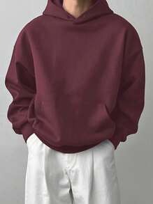 DAZY Men's Burgundy Fleece Sweatshirt, Autumn/Winter Hoodie - Burgundy - View 5