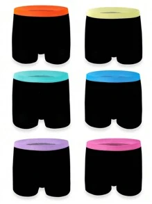 6条/包 少女撞色弹力腰休闲低腰内裤套装