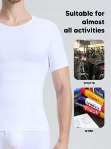 Débardeur pour hommes, chemise sans manches musclée, chemise de gym, chemise d'entraînement athlétique, t-shirt de course pour hommes - Blanc - Voir 4