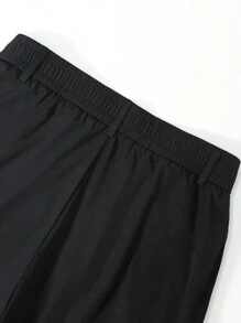 Claim Dot Men's Casual Contrast Color Print Patchwork Wide Leg Pants, Plain Long Vacation Oversize Tactical Black Pants, For Husband, Boyfriend Gifts, For Fall - Black - View 7