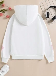 少女简约印花连帽拉链运动衫