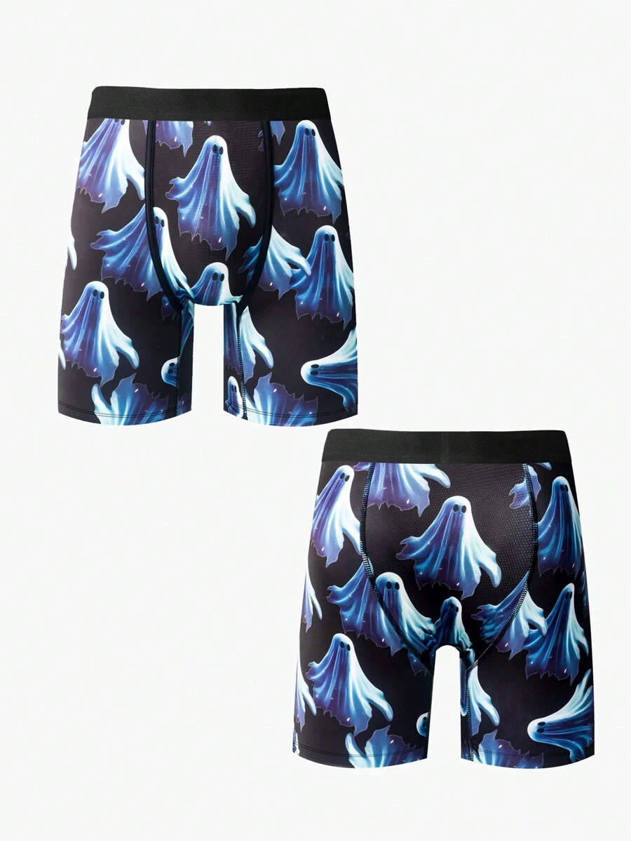 Men's Ghost Digital Print Boxer Briefs - Multicolor - View 1