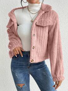 Chiquease 女士纯色简约日常长袖夹克 - 粉色 - 查看 4