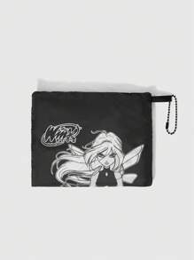 Winx Club X ROMWE Donkere oversized opvouwbare tas met portemonnee, draagbare boodschappentas met grote capaciteit