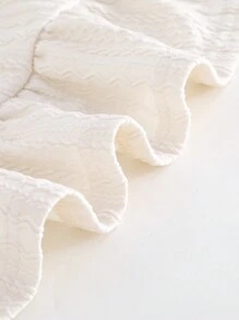 Cozy Pixies Baby Girl Wave Pattern Round Neck Dropped Shoulder Puff Sleeve Waisted Dress - Apricot - View 3