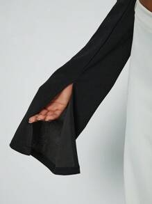 SHEIN Unity Cropped Slit Sleeve Jacket - Black - View 7