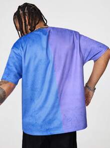 Manfinity VCAY Tricou cu mânecă scurtă, cu gât rotund, cu imprimeu digital, potrivit pentru vară