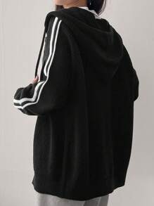 DAZY Áo len cardigan đan có khóa kéo cho nữ - màu đen - Xem 5