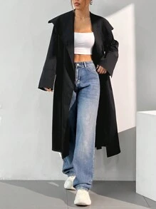 Muchica Women's Solid Color Simple Casual Lapel Everyday Jacket