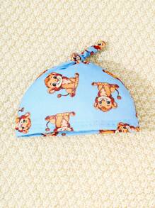 SHEIN 3pcs/Set Baby Boy Cute Lion Print Long Sleeve Top And Pants With Hat Home Wear