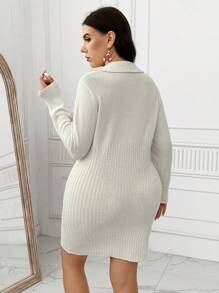 SHEIN LUNE Vestido suéter ajustado de color liso informal, talla grande, primavera/otoño - Multicolor - Ver 2