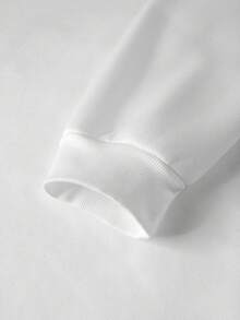 Aesthetic Post 男士休闲圆领长袖字母印花运动衫，适合日常穿着 - 白色 - 查看 6