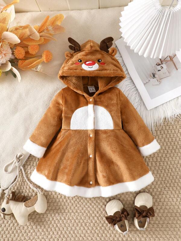 SHEIN Vintaside Kids Newborn Baby Girls' Cute Reindeer Shaped Christmas Costume