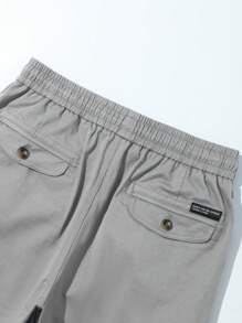 Manfinity Homme Pantalones casuales de cargo con cordón de unicolor para hombre - Gris Claro - Ver 8