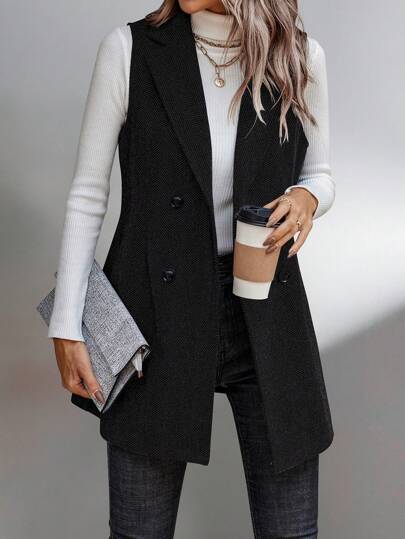 SHEIN Clasi Double Breasted Vest Blazer