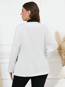 SHEIN Clasi جاكيت أنيق مزدوج الصدر باللونين، مقاس كبير، خريف