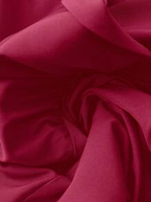 SHEIN Clasi Long Sleeve Crossover Pleated Slit Dress - Burgundy - View 4