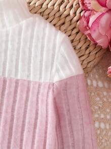 Baby Girl Color Block Stand Collar Top, Spring & Autumn