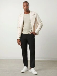 Manfinity VCAY Men's Woven Slim Fit Casual Bomber Jacket, Suitable For Autumn - Beige - View 5