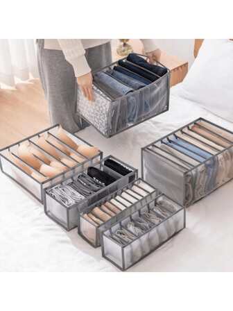 3 Piece Set / 1pc Contrast Binding Underwear Storage Box, "Versatile Use" 3-Piece Underwear & Sock Organizer Set - Durable Plastic Drawer Dividers For Efficient Wardrobe Storage ,Large Wardrobe Clothing Divider Storage 7 Cabinet Storage Box Washable Drawer Wardrobe Storage Box Underwear Folding Storage Bag Decorations Autumn Decor Festival Decor Room Decor Home Decor