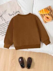 Tween Girl Floral Graphic Round Neck Sweatshirt - Brown - View 2