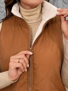 Áo khoác vest đệm cỡ lớn thường ngày cho mùa thu đông - màu nâu - Xem 7