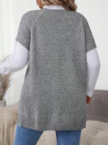 SHEIN Plus Size Spring Autumn Casual Short Sleeve Sweater