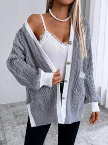 SHEIN LUNE Áo Cardigan Rộng Có Túi Cho Nữ - Nhiều màu - Xem 6