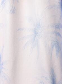 女童休闲蓝白棕榈树印花连帽拉链夹克，夏季 - 白色 - 查看 8