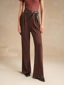 Anewsta Pantalones rectos con panel - Color caoba - Ver 7