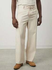 Manfinity VCAY Men's Slim Fit Long Drawstring Waist Casual Straight Leg Pants, Summer