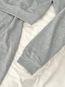 SHEIN Unity 2 sztuki/zestaw Wiosna Jesień Swobodny Jednolity Kolor Długi Rękaw Top I Sukienka Bez Rękawów Garnitur - Szary - Zobacz 3