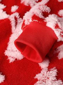 家庭装圣诞运动衫，男士休闲圣诞老人驯鹿雪花全身印花长袖圆领套头衫，冬季时尚家庭节日装 - 紅色 - 查看 6