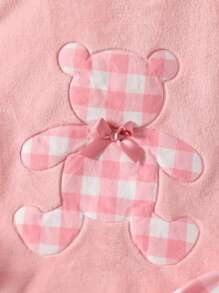 2 pièces/Set Pantalon casual à carreaux rose et blanc pour préadolescentes et Top à manches longues matelassé avec broderie à carreaux, vêtements d'intérieur confortables pour l'automne/l'hiver