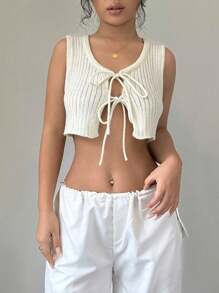 SHEIN Unity Sexy & Versatile Fashion Solid Color Women's Vest - White - View 6