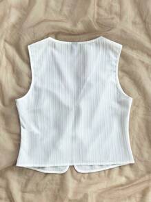 Soleia 女士白色纹理编织系带休闲吊带背心上衣，分层单品 - 白色 - 查看 2