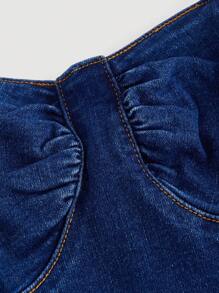 SHEIN MOD Women's Sleeveless Back Zipper Simple Denim Casual Dress - Dark Wash - View 4