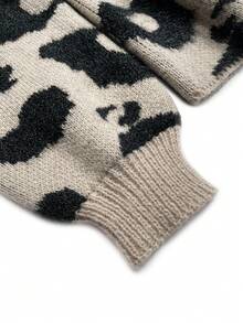 Women's Leopard Print Dropped Shoulder Long Sleeve Loose Casual Knit Cardigan - Multicolor - View 5