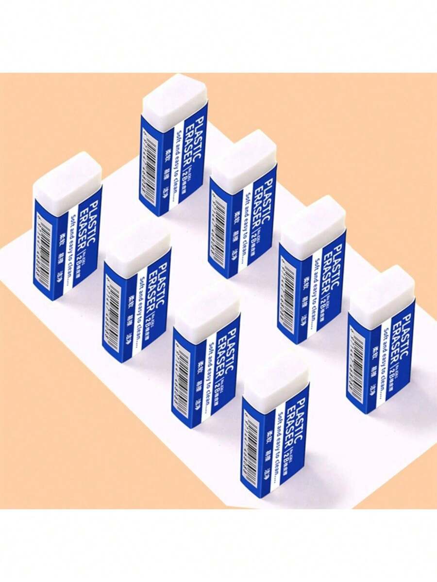 5 Packs Pencil Erasers In Two Sizes: Large/Small - Durable, Easy To Clean, Suitable For Writing And Drawing, Perfect Office And School Supplies - Multicolor - View 1