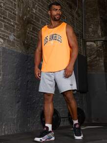 Manfinity Sport PWRUP Pantaloni scurți sport de vară pentru bărbați, marimi mari, cu imprimeu cu litere, cu snur