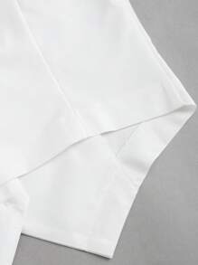 Sweetra Chaleco casual de mujer de verano, de un solo pecho, cuello en V, de color liso - Blanco - Ver 4